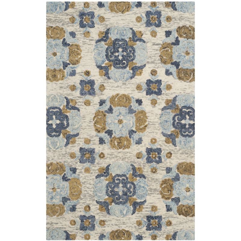 Emrick Hand Tufted Wool Floral Rug, Rectangle 8' x 10'