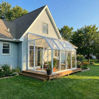 Palram - Canopia Sunroom 2 - 6' W x 8' D Walk-In Hobby Polycarbonate Resin Frame Greenhouse Kit with Roof Vent -White