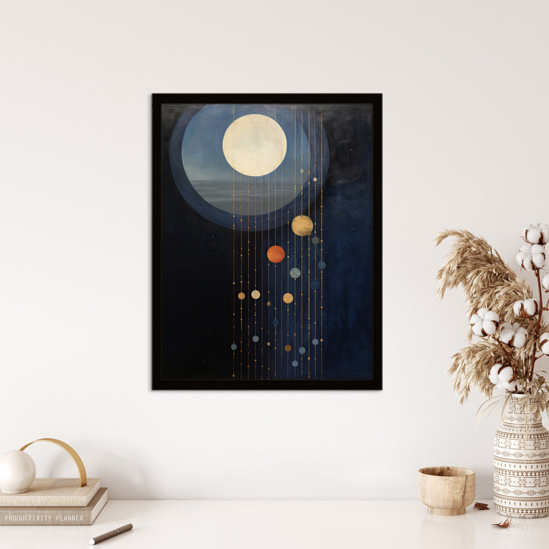Lost In Space Dreams Planet Strings Blue Orange - Single Picture Frame Print