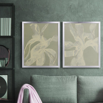 «White Ribbon On Celadon I», ensemble de 2 reproductions d'art sur toile encadrées