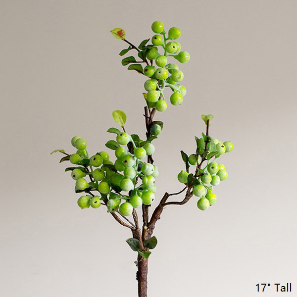 Tige de baies artificielle, 5 tiges, vert