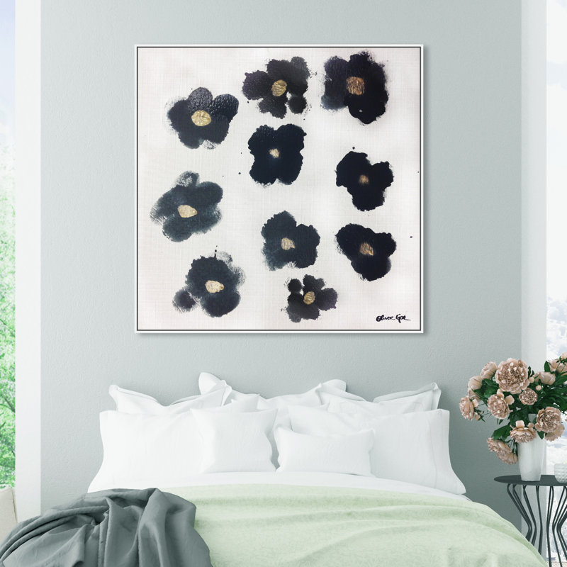 Coco's Gold Camellias - Graphic Art, 40" H x 40" W, White Framed, No Mat