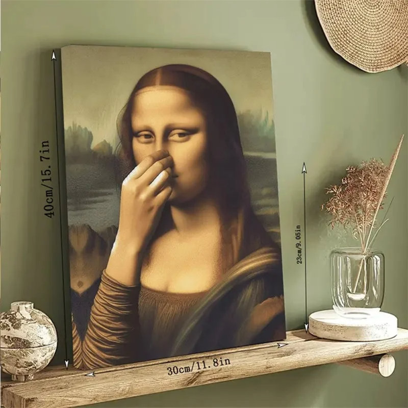 «Mona Lisa», parodie d'art sur toile prête à être accrochée - salon éclectique, H 36 po x l 24 po