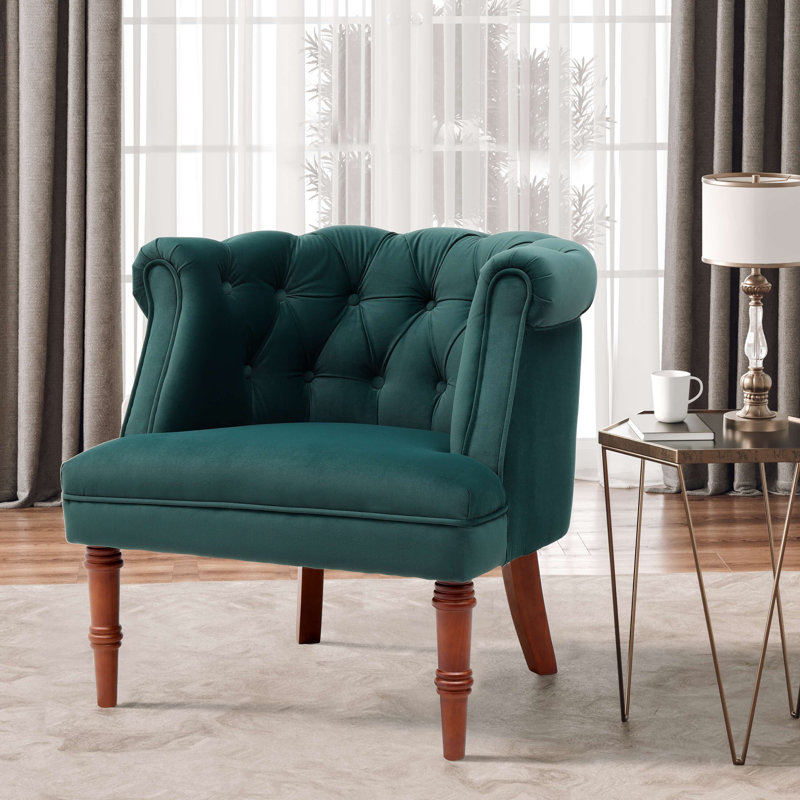 Derren Upholstered Chesterfield Chair, Green Velvet