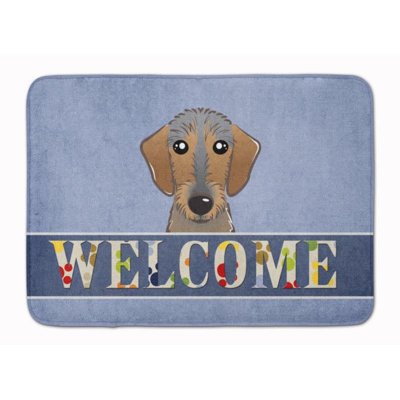 Tapis pour salle de bain à mousse mémoire braque teckel welcome