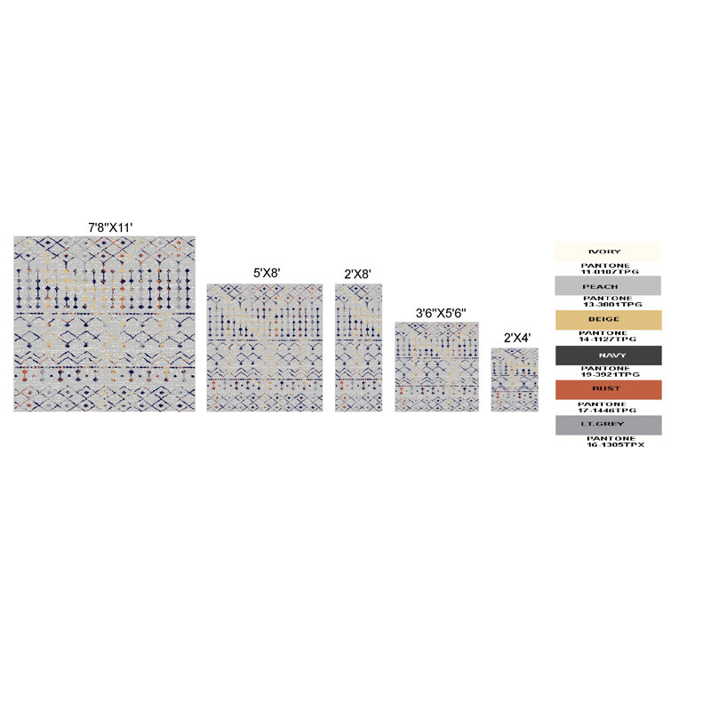 Tapis géométrique rose / bleu, Tapis de couloir 2 pi x 8 pi