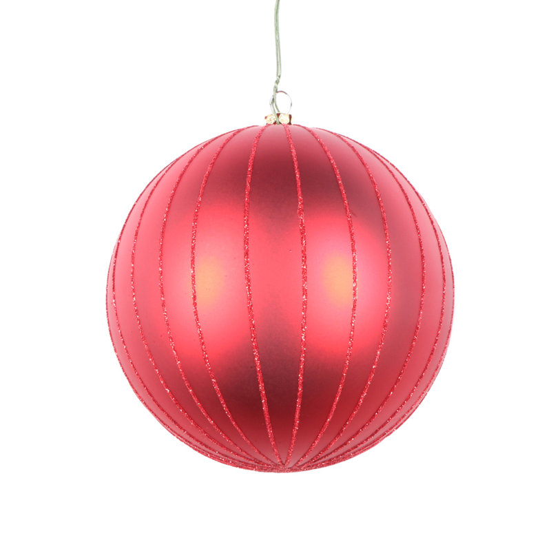 Ornement boule mat scintillante, H 5 po x l 5 po x P 5 po, Rouge