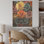 Multicolore Zinnias, collage mixte - panneau de bois Zinnias, art mural sur bois de pin naturel