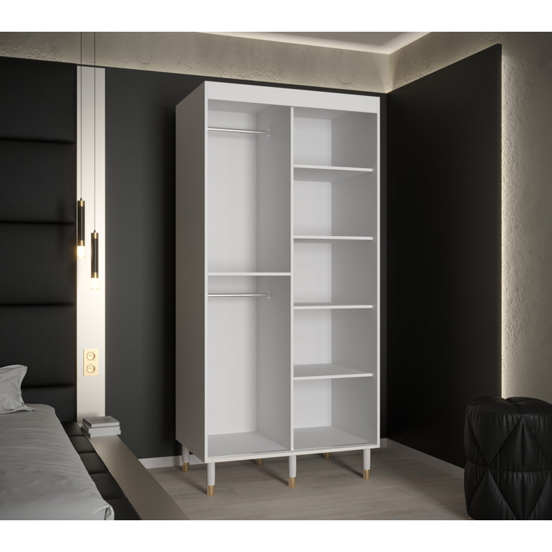 Acquanette 2 Door Manufactured Wood Wardrobe, White, 208" H x 100" W x 62" D