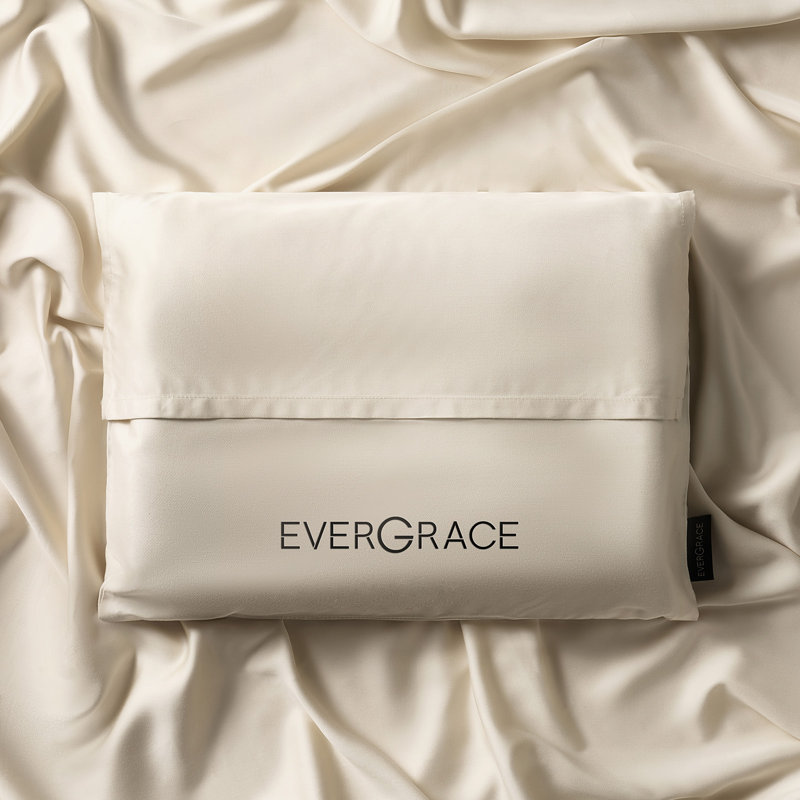 Ensemble de housse de couette en satin de coton EverGrace Tencel, Double / grand (90 po x 92 po), Bouleau