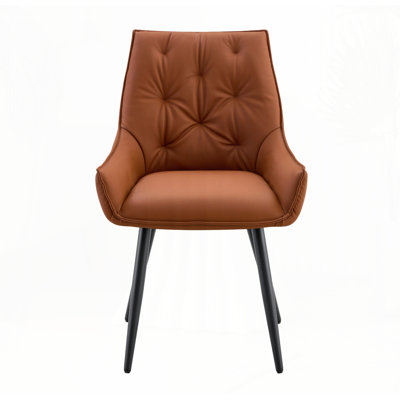 Chaise de salle à manger en similicuir, chaises de cuisine en métal avec texture en maille dorée et pieds sablés noirs, chaise rembourrée à dossier plat