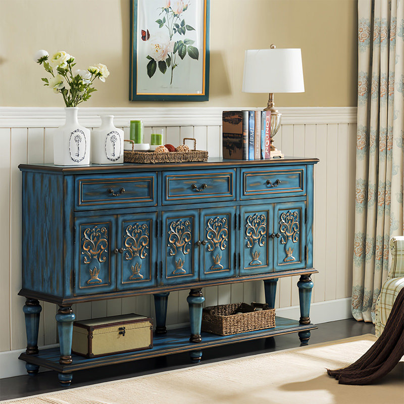 Buffet American American, Blue/Walnut