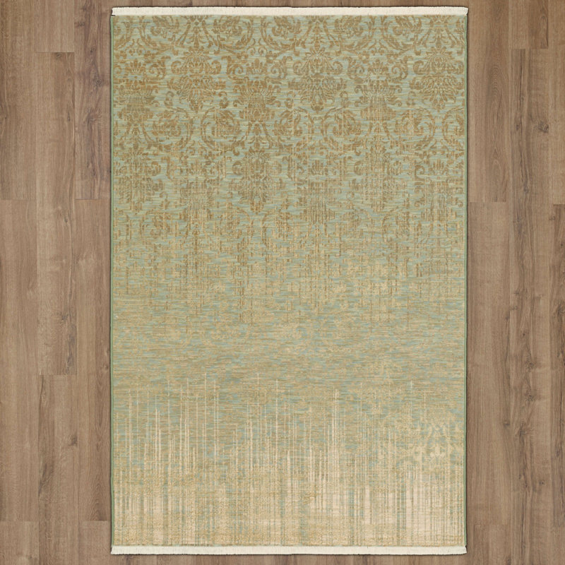 Titanium Performance Damask Indoor Rug, Rectangle 5'3" x 7'10"