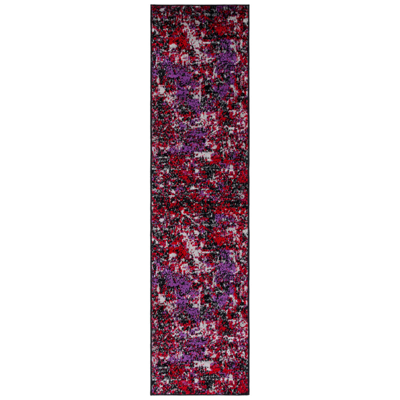 Tapis abstrait noir / mauve, Tapis de couloir 2 pi x 8 pi