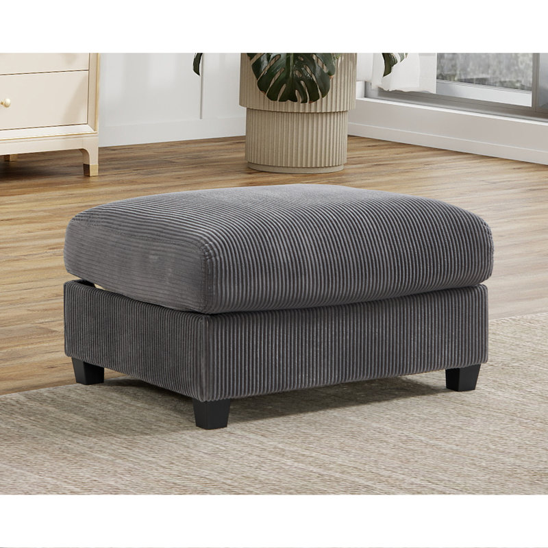 Repose-pieds modulaire rembourré en velours côtelé 33,8 po Brampton pour canapé modulaire Brampton, Stone Grey