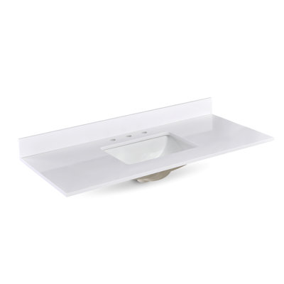 Plan de toilette simple en pierre reconstituée de 48 pouces avec lavabo (base non incluse)