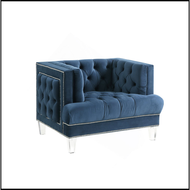 Chaise en velours gris anthracite, Bleu