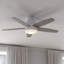 Ventilateur de plafond transitionnel d'intérieur à profil bas de 44 po avec pales en hickory réversible noir-brun Gurmaan, ensemble d'éclairage à DEL à intensité variable et télécommande, 3 vitesses, abat-jour en verre blanc-2007398116