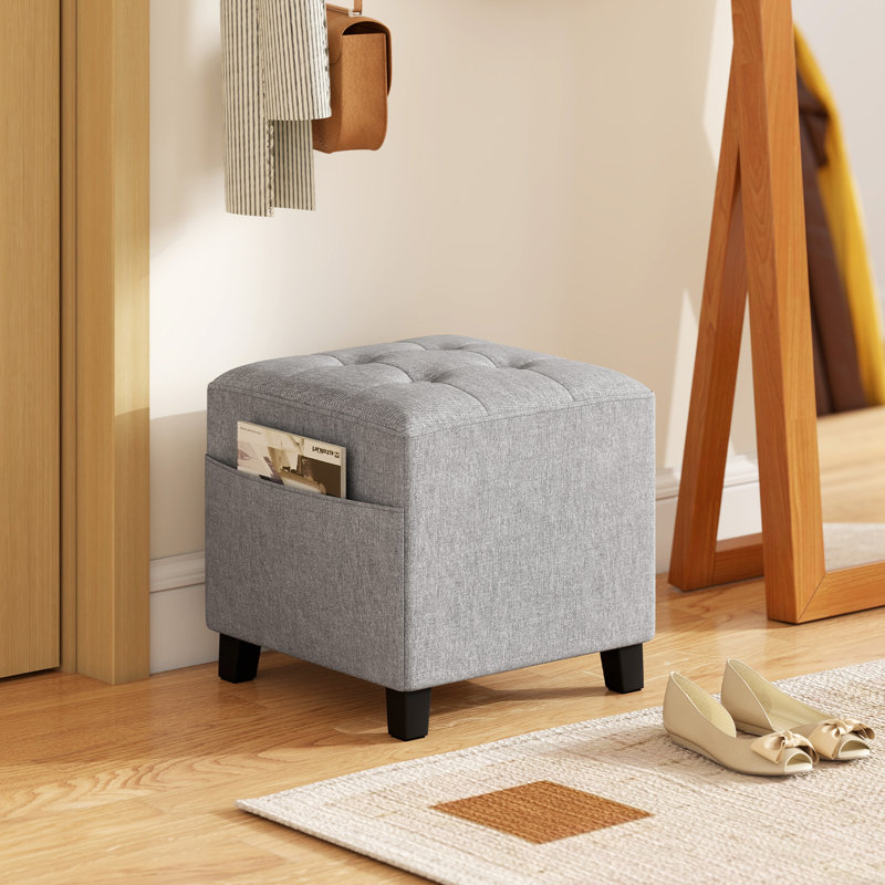 35cm Wide Tufted Solid Colour Footstool Ottoman