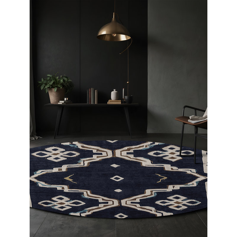 Tapis gris lavable à la machine, Rond 7 pi