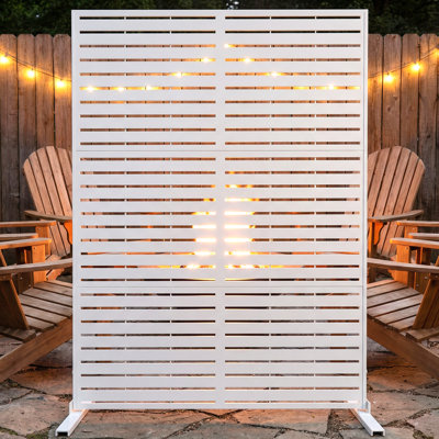 72" H X 46" W Metal Privacy Fence Panel,louvered,white