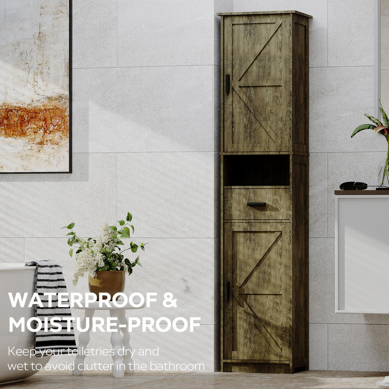 Grande armoire de rangement autoportante avec portes de grange et tiroir