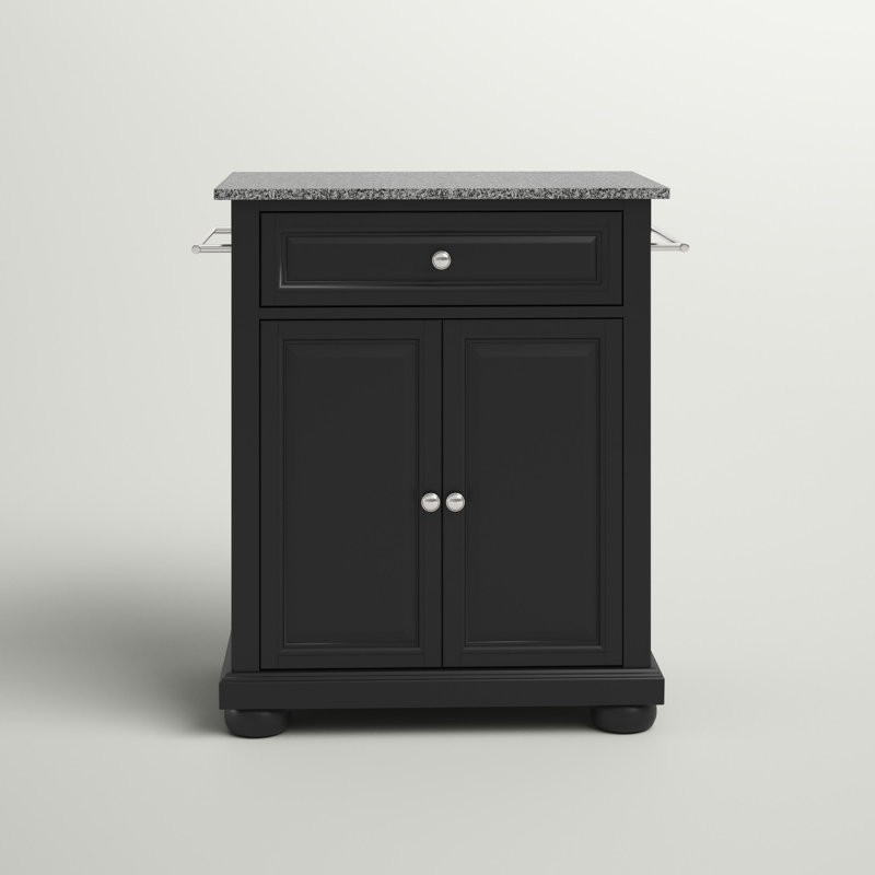 Hedon Granite Top Kitchen Cart, Black