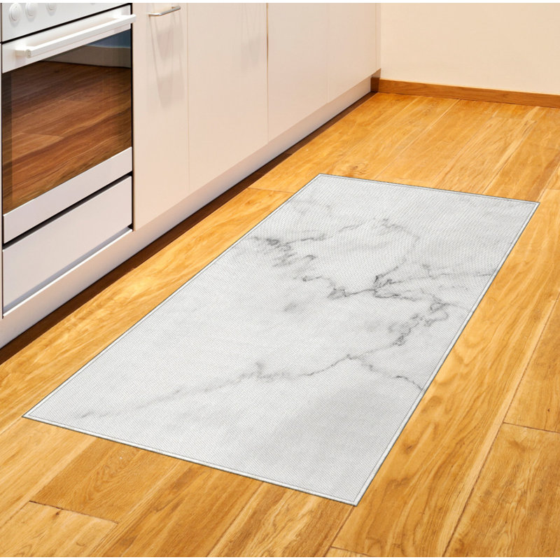 Marble Print High Density Long Fiber Poly Threads Decorative Area Rug Carpet, Rectangle 2'7" x 5'