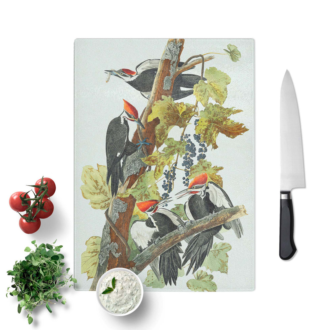 Tempered Glass Pileated Woodpeckers by John James Audubon Chopping Board