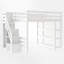 Lit mezzanine avec garde-robe intégré, tablettes, escalier de rangement et lumière DEL, lit blanc pour enfants-794185976