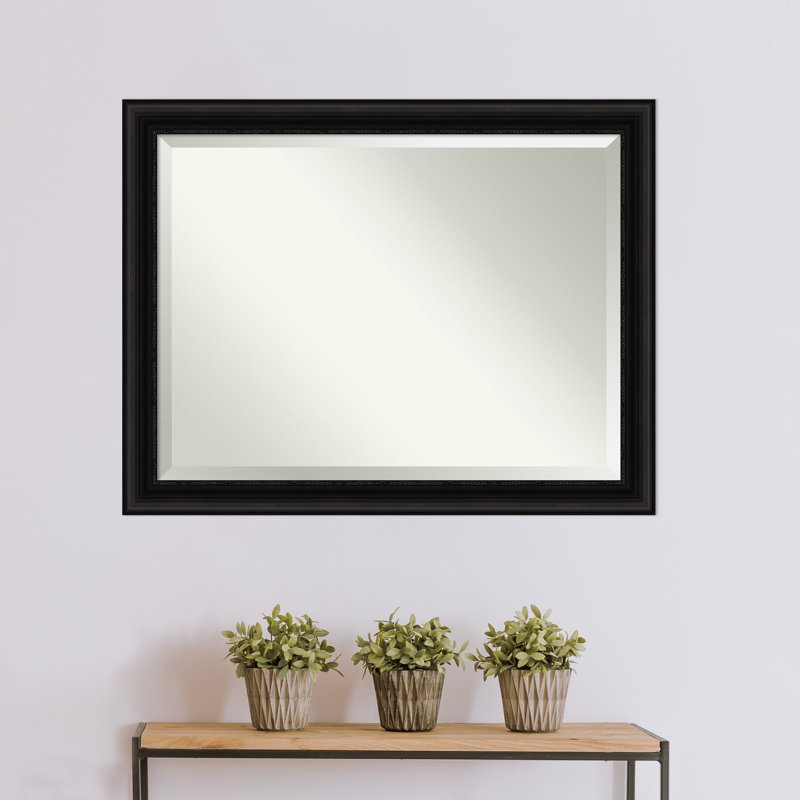 Ghazi Flat Wall Mirror, 36" x 46", Antique Black