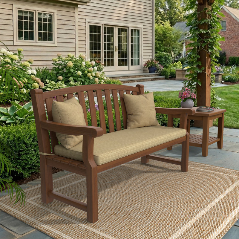 Wayfair Custom Outdoor Bench Cushion With Sunbrella Fabric, 48" W x 18" D, Sunbrella® Canvas Heather Beige