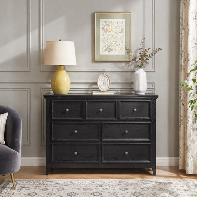 Stylish 7 Drawers Dresser Cabinet with Smooth Rails and Anti - tipping Devices, Ideal for Organizing Your Home and Enhancing Interior Decor