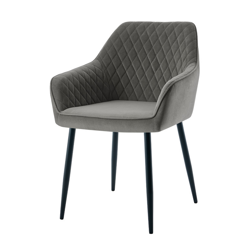 Modern 150Cm Effect Dining Table With 6 Luxury Velvet Chair With Arm, Grey