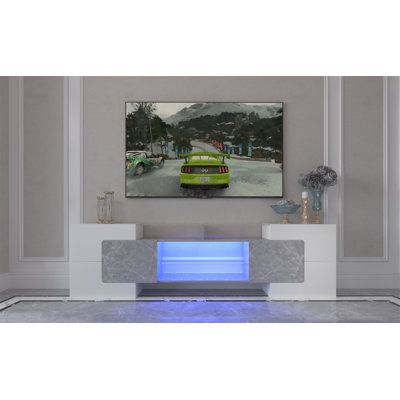 [Video] TV Console With Storage Cabinets, Long LED TV Stand Full RGB Color Selection, 31 Modes Changing Lights Modern Entertainment Center With 2 Temp -  Ivy Bronx, 9D6FE9E0969B41D7BE4B016C4904DE1B