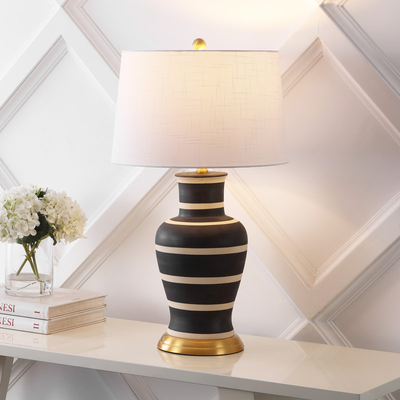 Herron 29" Table Lamp, Black/Beige
