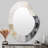 Geometric White And Grey Abstract Tile I - Abstract Tile Modern Wall Mirror In Asymmetrical Shapes