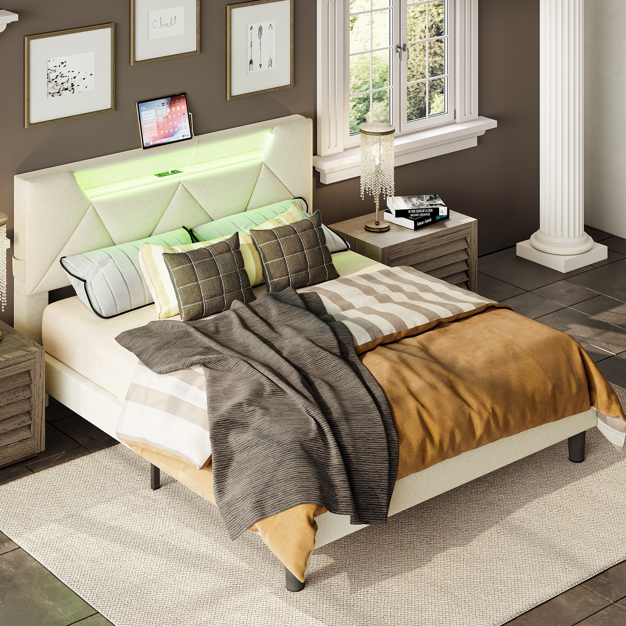 Modern Upholstered Platform Bedroom Furniture Set 152