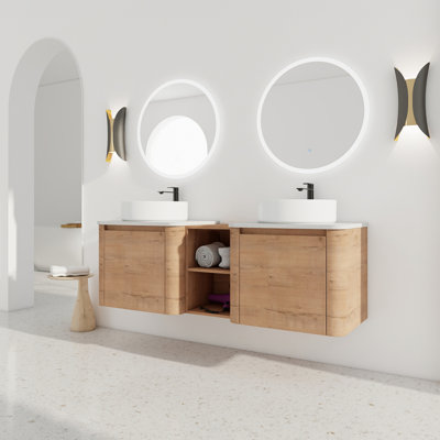 Meuble-lavabo mural avec lavabo d'art en céramique