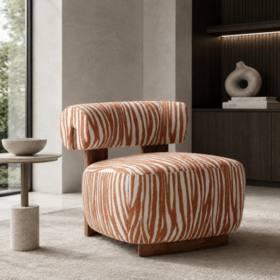 Zebra-Stripe Accent Chair, Chenille, Rustic Orange