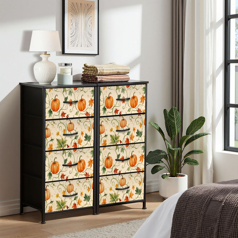 4 Drawer Dresser for Bedroom, Narrow Chest of Drawers, Wooden Top and Study Iron Frame 18"x37.5"-(WxH)