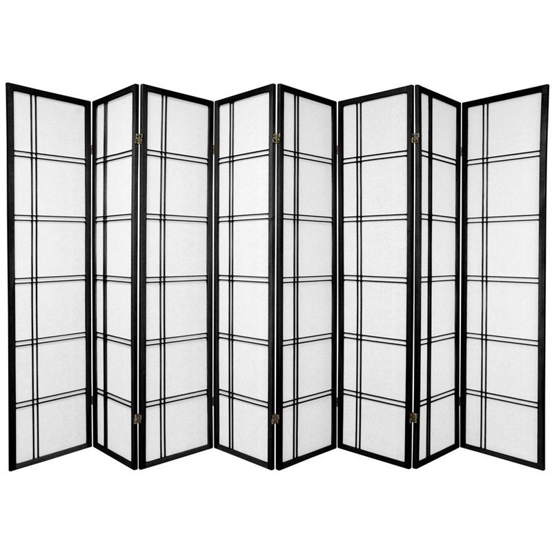70.5" Tall Double Cross Shoji Panel Room Divider, 8, 6 ft, Black