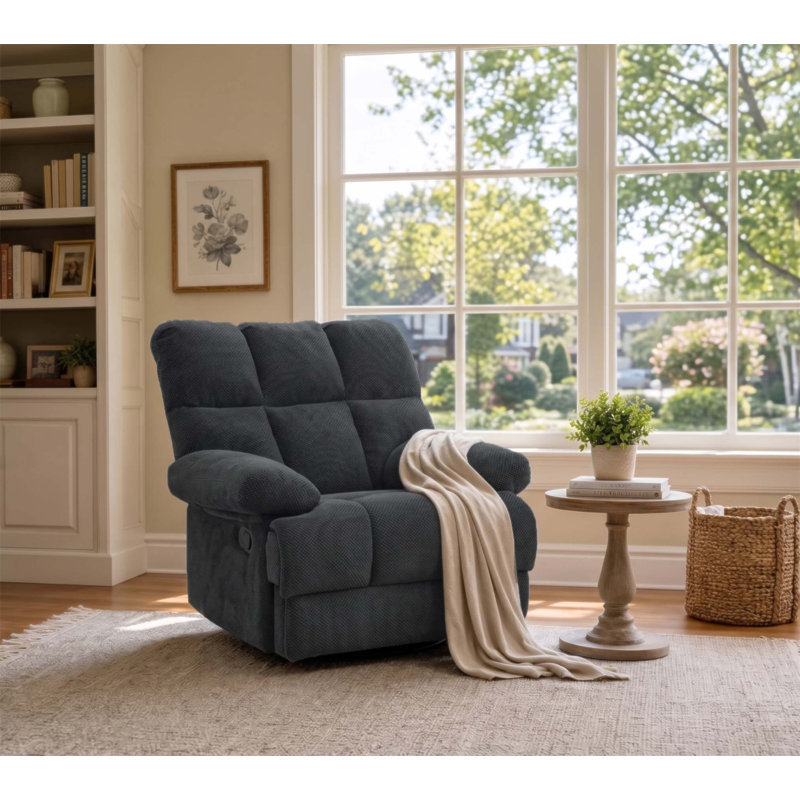 Fauteuil inclinable manuel moderne avec tissu d'ameublement Nubby pour un confort ultime et un décor de salon élégant