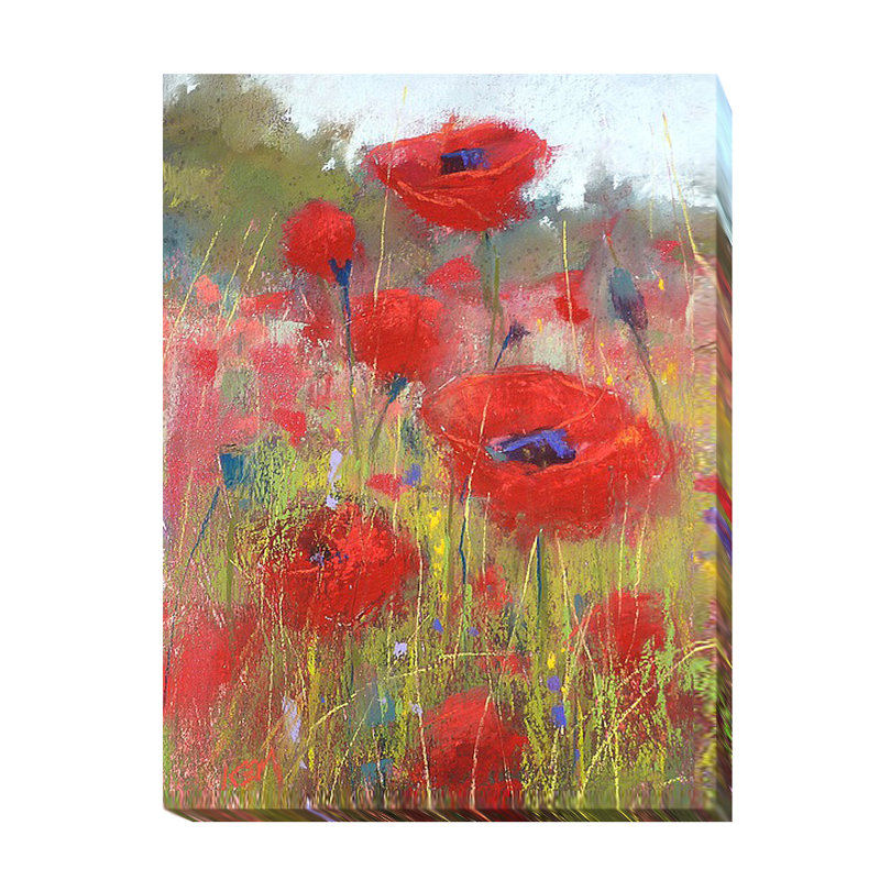 «In the Poppy Field», reproduction de peinture à l'huile sur toile tendue, H 32 po x l 24 po x P 1,5 po