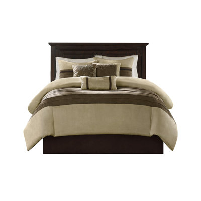 Elegant Suede Bedding Sets, Hypoallergenic Polyester, Taupe And Brown Design For Cozy Bedrooms