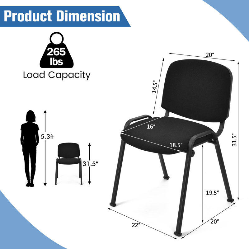 Chaise de salle d'attente en maille empilable 24,5 po avec structure en métal