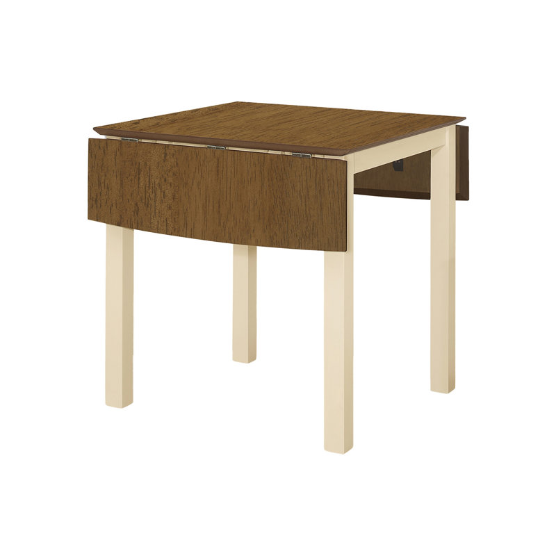 Rake Dining Table With Drop Leaf, 30-48 Inch Rectangular, Wood, Oak Brown/Cream