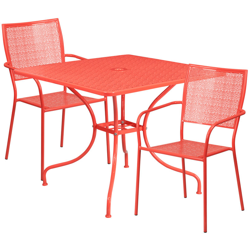 Ensemble de tables de patio en acier pour l'intérieur et l'extérieur 35,5 po Janeth, Corail