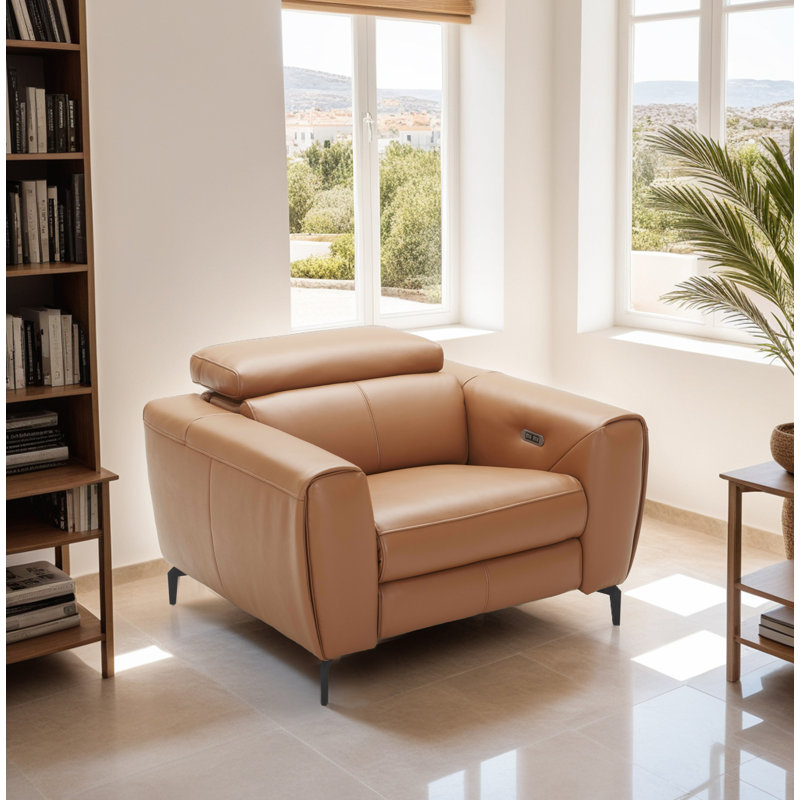 Milan Upholstered Power Recliner, Caramel