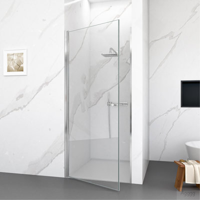 32"W x 72"H Frameless Circular Pivot Shower Door in Chrome With 1/4" (6mm) Thick SGCC Tempered Glass